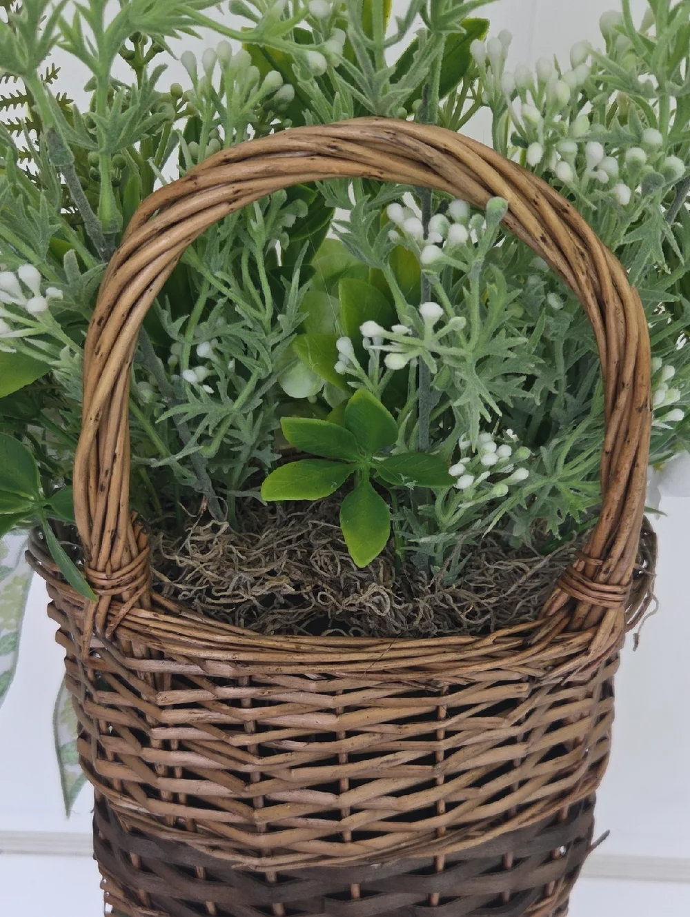 Green Hydrangea Floral Wreath Door Basket Decorative Bow Year Round Door Wreath